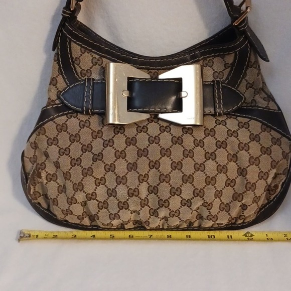 Gucci Tote Shoulder Bag Purse w LARGE GOLD BOW CC Monogram Canvas Vintage - Picture 11 of 17
